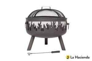 Steel firepit with BBQ grill attachment
