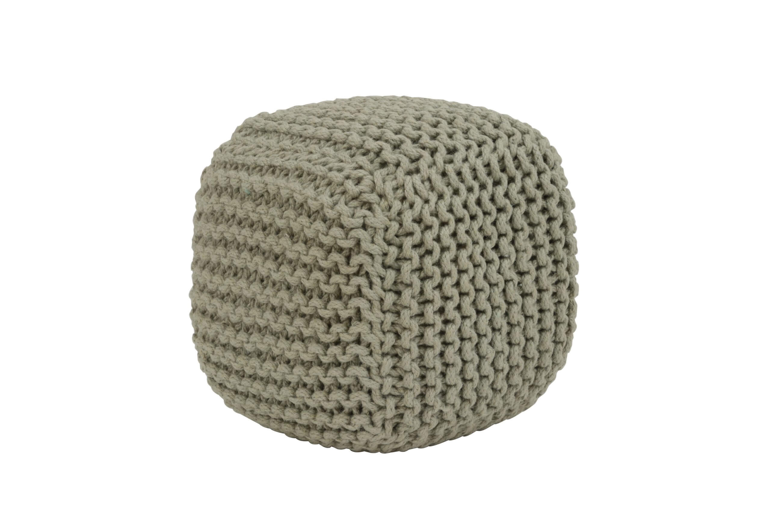 Green/grey chunky knit pouffe