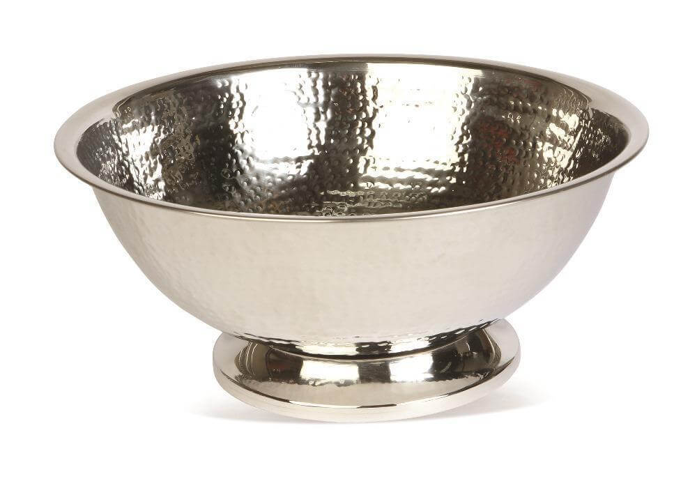 Hammered metal large punch bowl