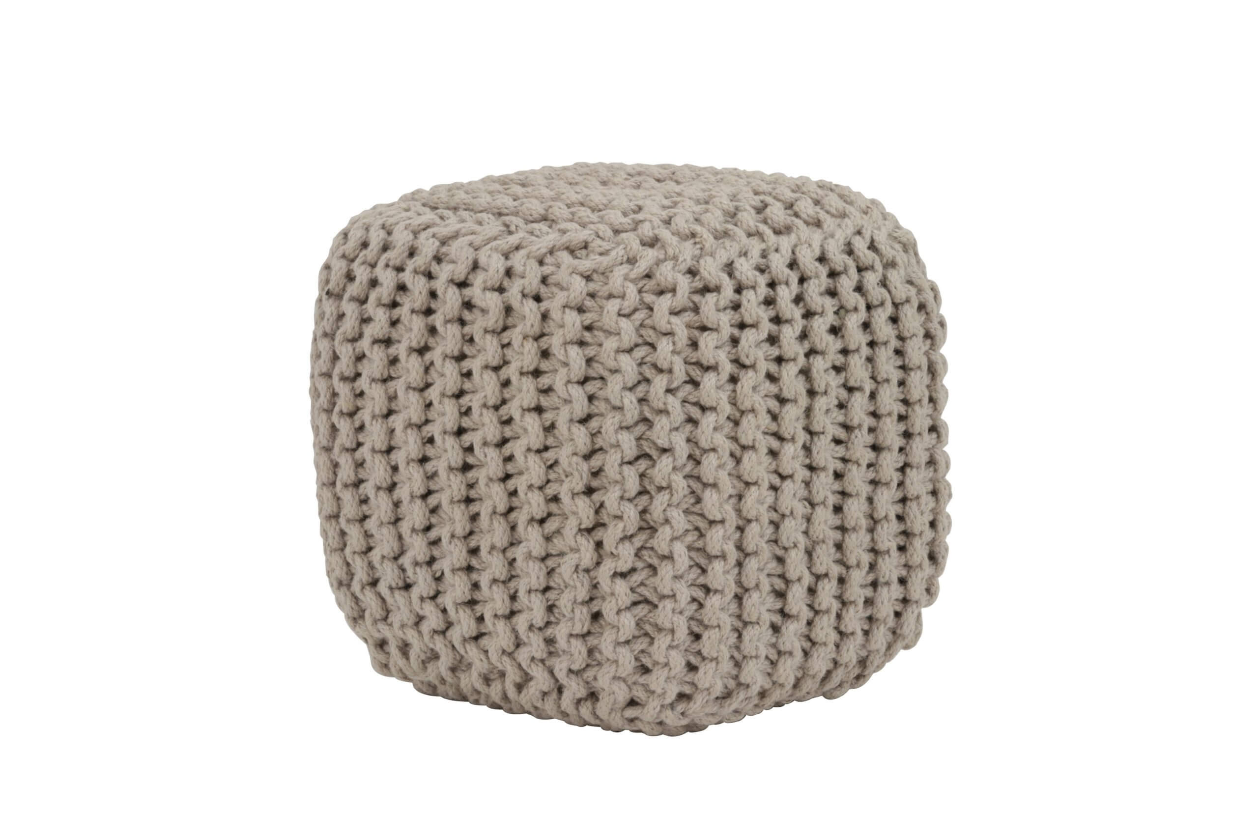 Light Grey Chunky Knit Pouffe