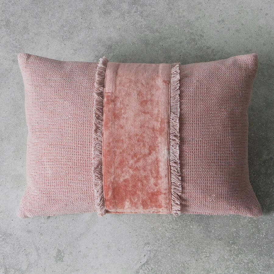 Textured blush cotton cushion