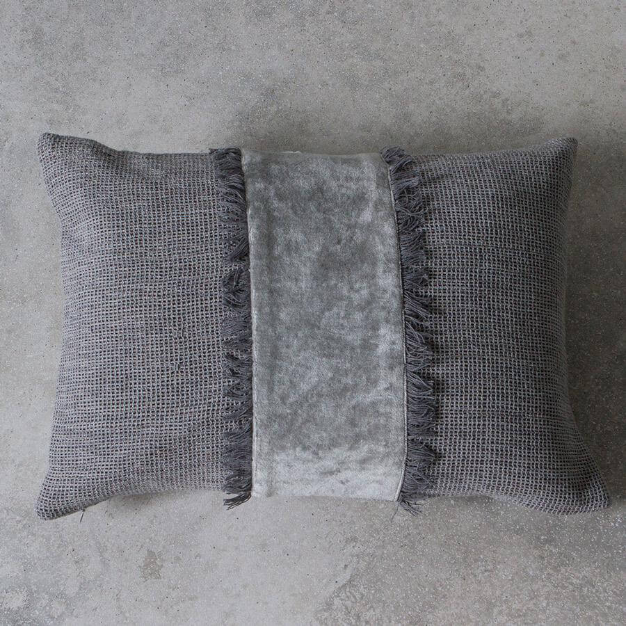 Textured charcoal cotton cushion