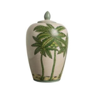Ceramic palm tree vase with lid