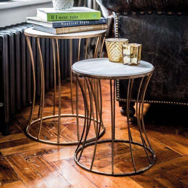 Iron and marble side table