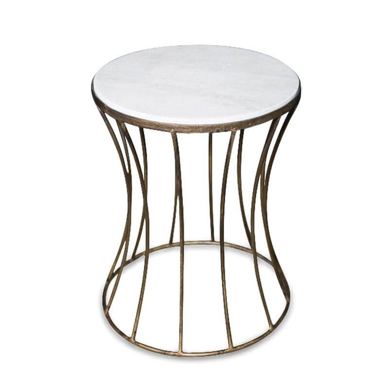 Iron and marble side table