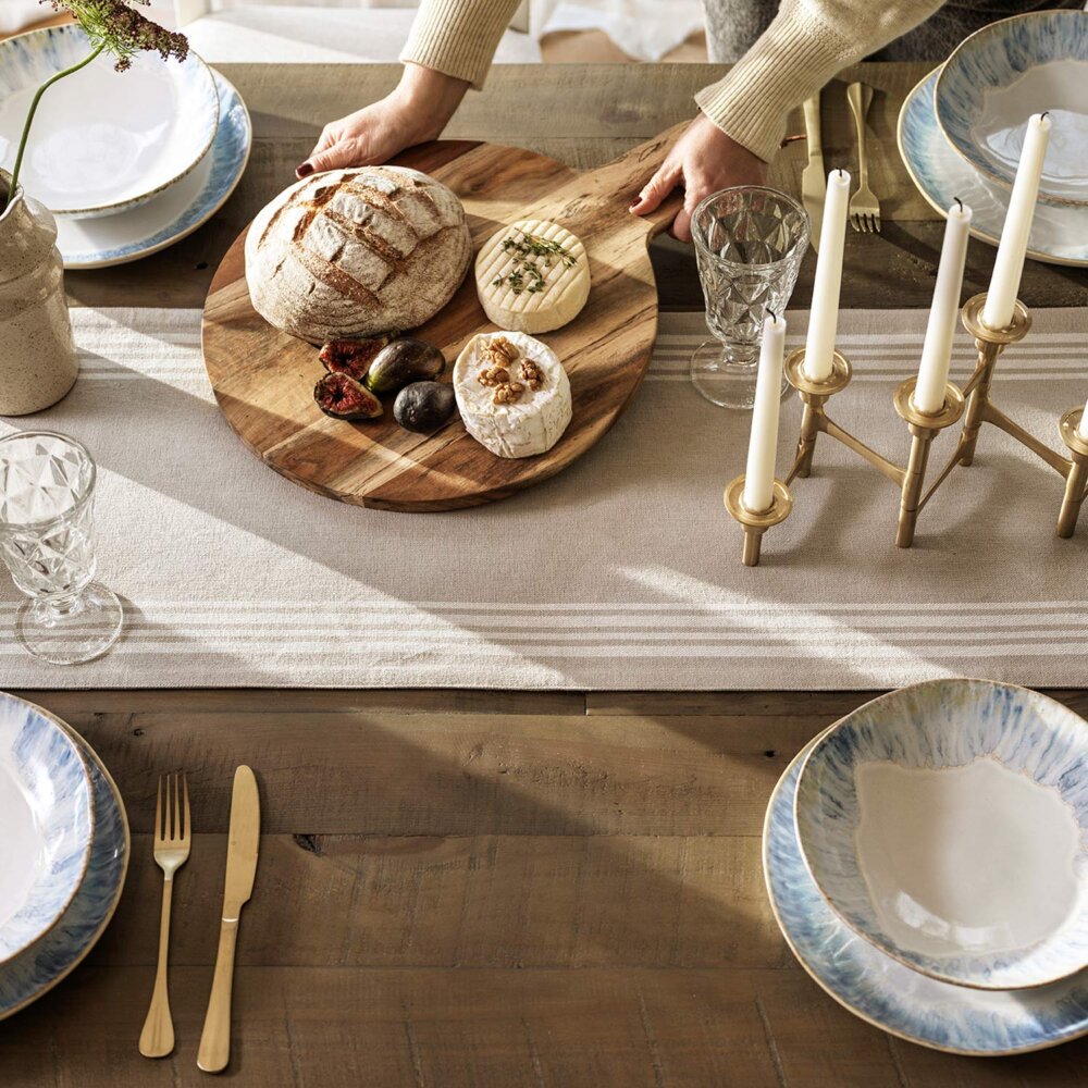 Modern farmhouse table top with plates