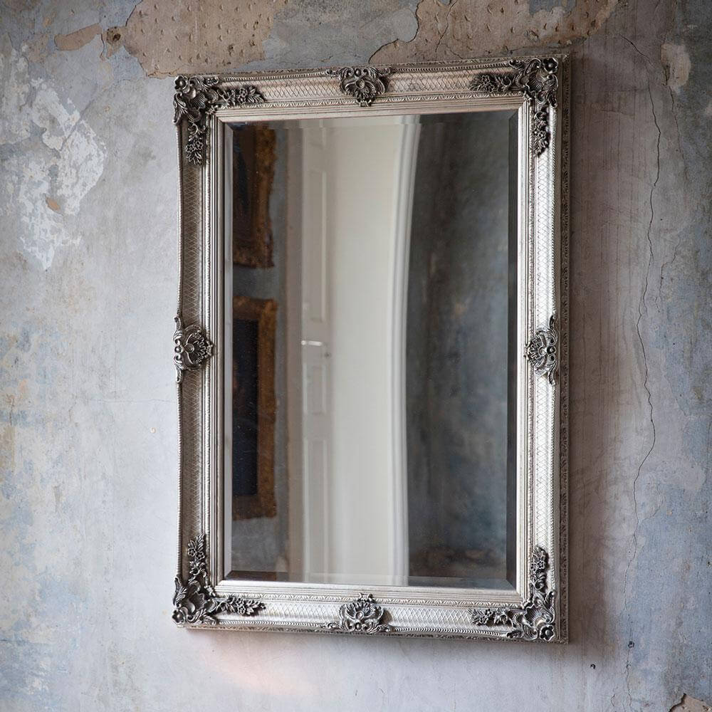 Ornate Rectangle Mirror (Silver)