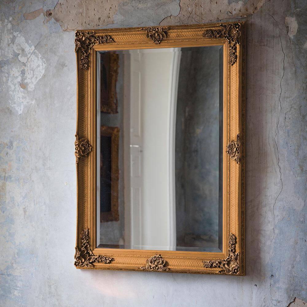 Ornate Rectangle Mirror (Gold)