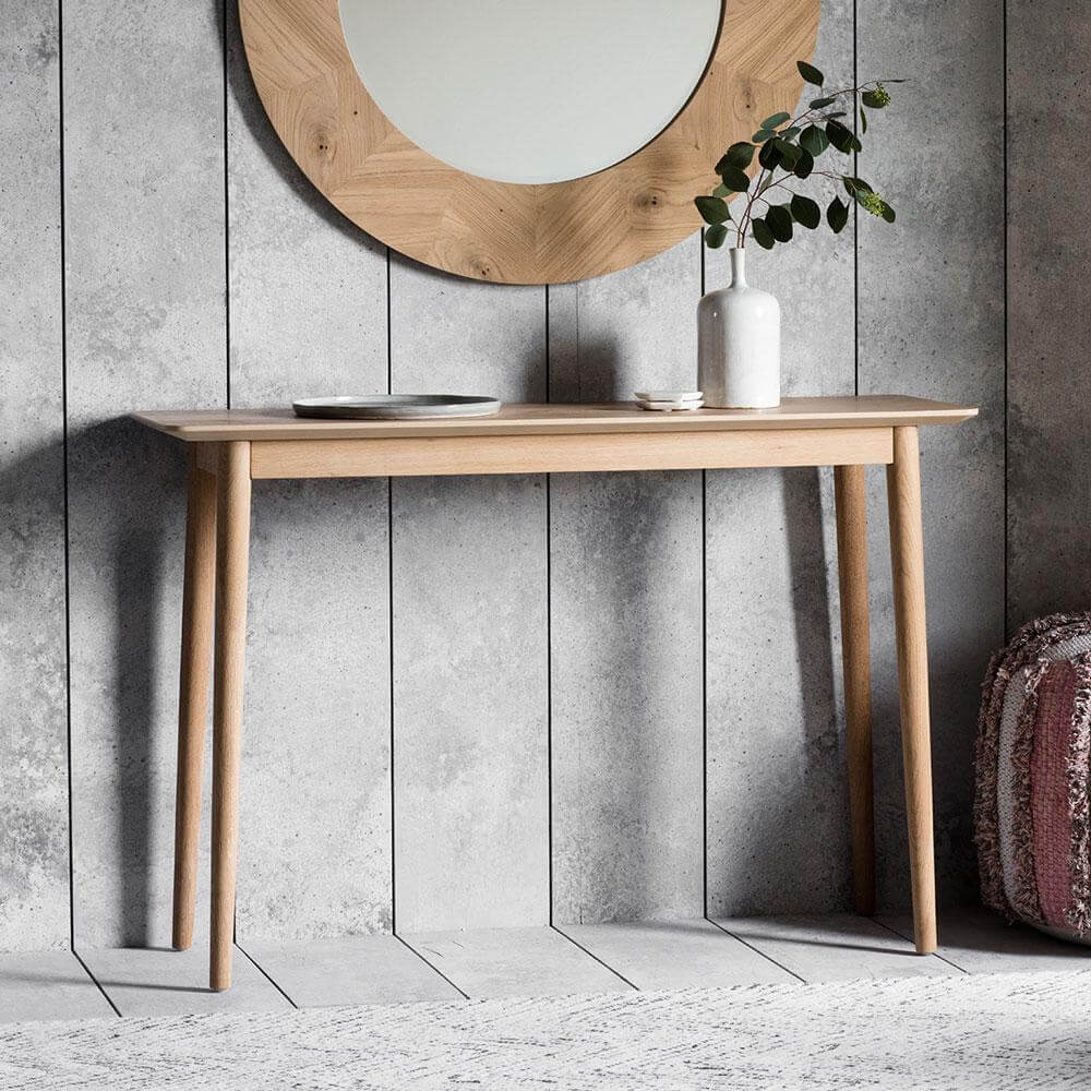 light wood console table