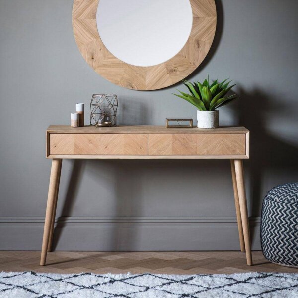 The Modern Light Oak 2 Drawer Console Table