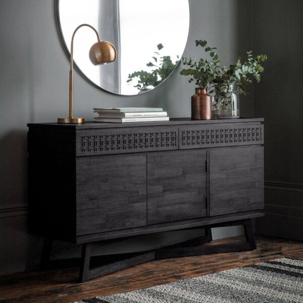 The Chic Black 3 Door / 2 Drawer Sideboard