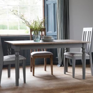 The Rural Extending Oak Dining Table - Slate Grey (1.5m)