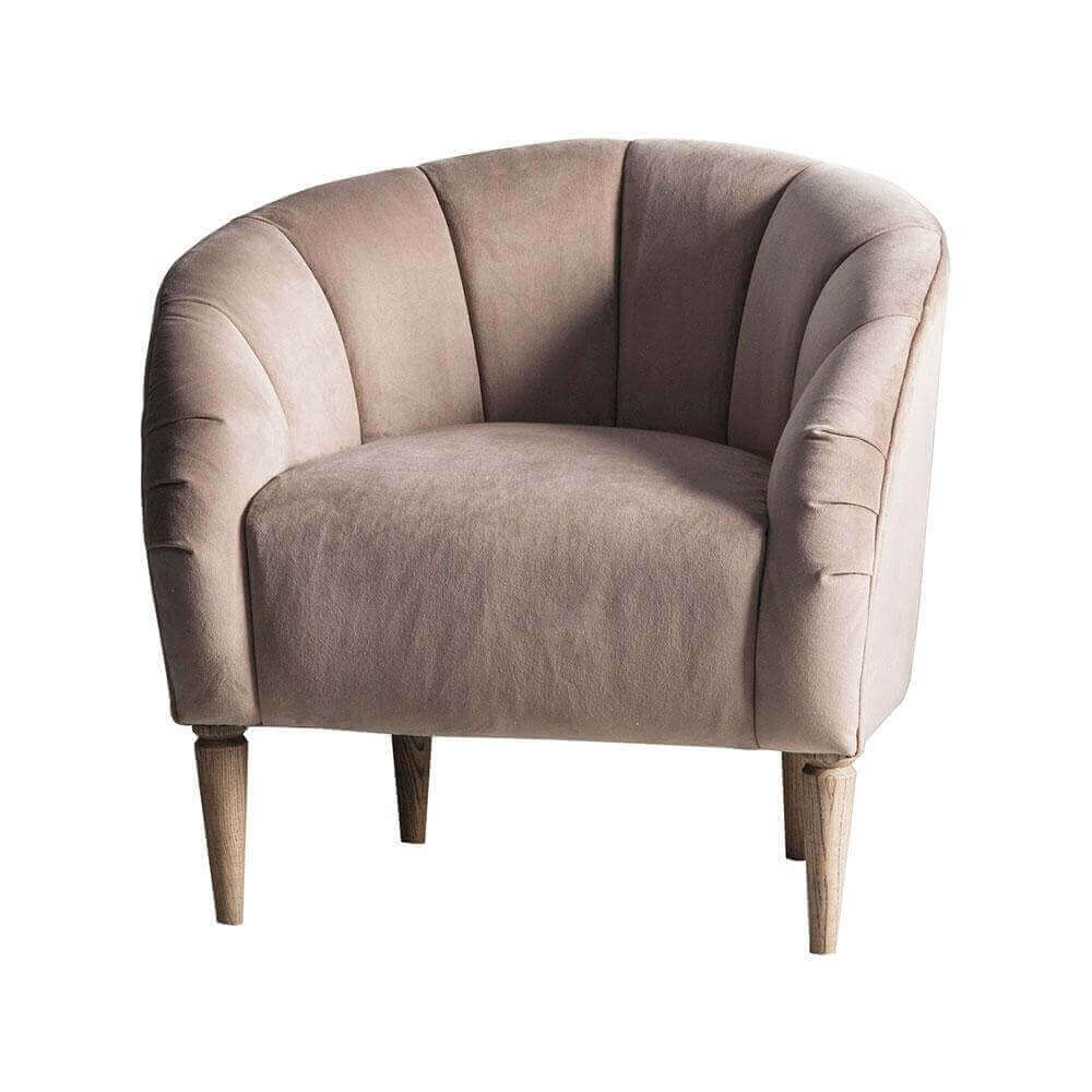Art Deco velvet scallop chair in Wheat