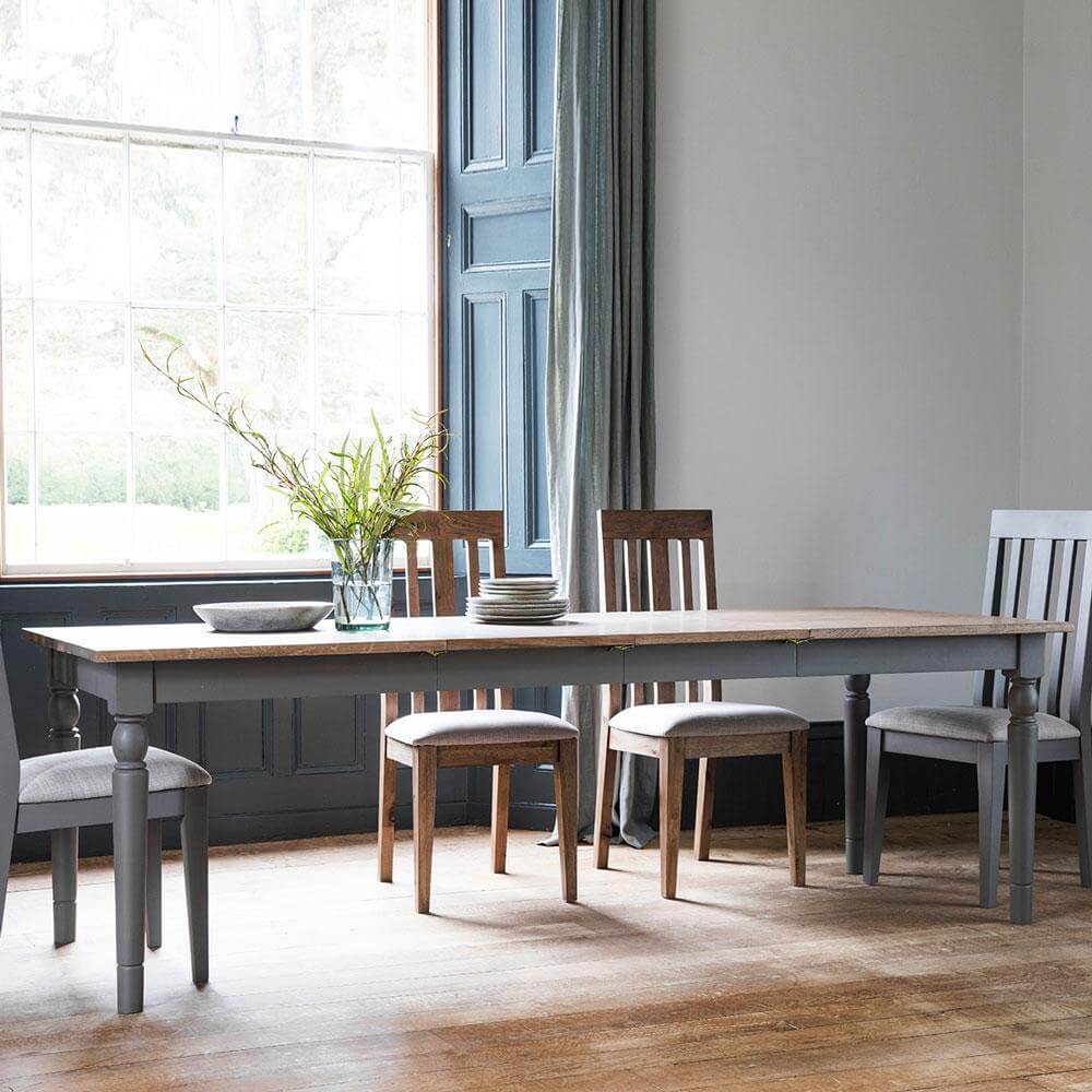 The Rural Extending Oak Dining Table Set- Slate Grey (1.5m)