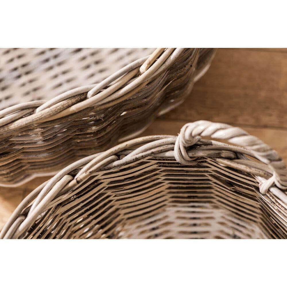 Hampstead Oval Storage Baskets Split Kubu Rattan / Grey White Set of 2