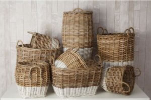 Hampstead Storage Baskets Split Kubu Rattan Natural/Grey Set of 3