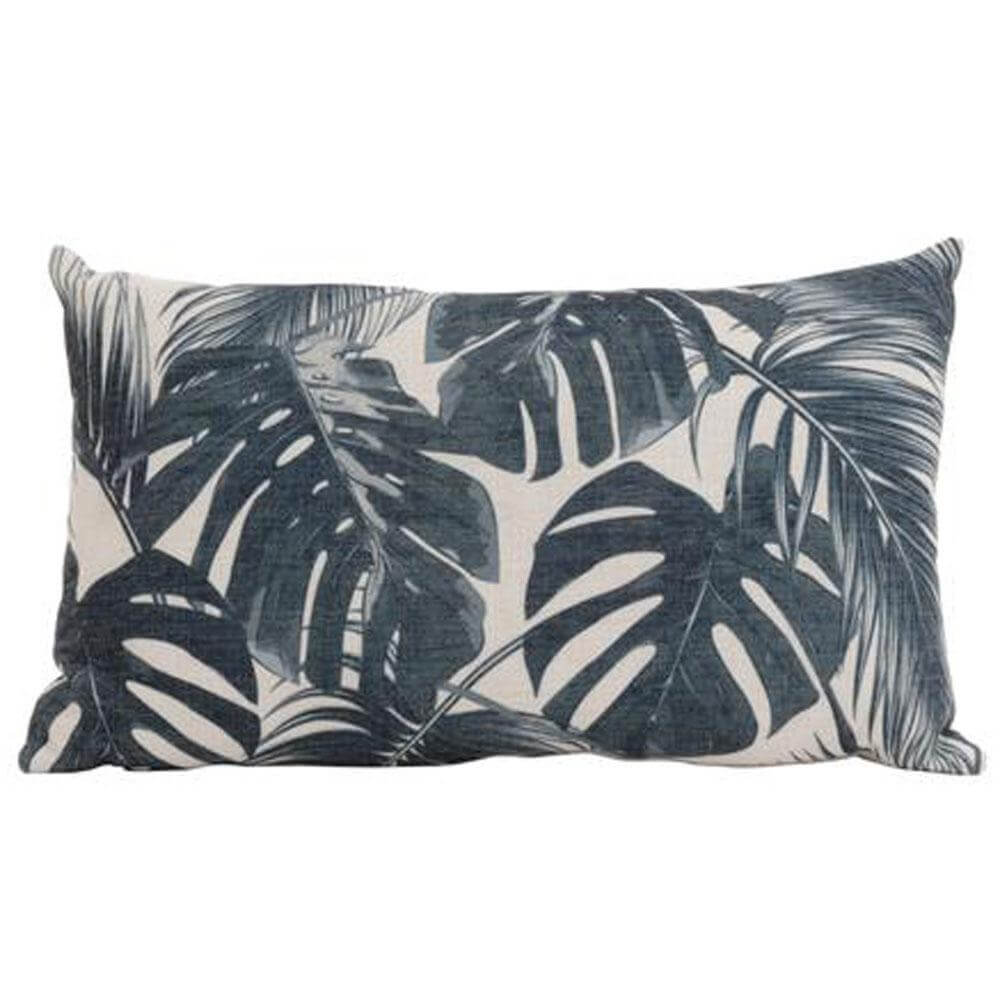 Black and white leaf print cushion