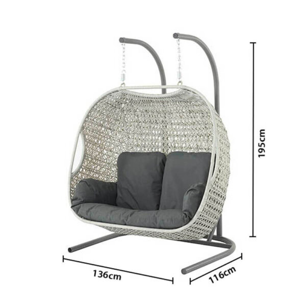 Monterey Double hanging cocoon chair with cushions with measurements