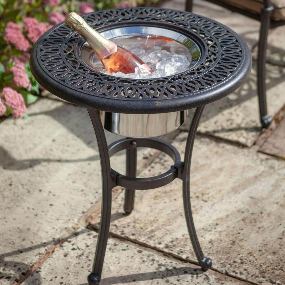 2021 Hartman Amalfi 54cm Round Bistro Table With Bronze Ice Bucket