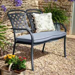 2021 Hartman Berkeley 2 Seater Garden Bench With Cushion - Antique Grey/Platinum