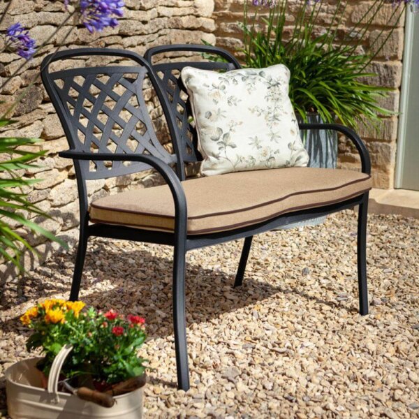 2019 Hartman Berkeley 2 Seater Garden Bench With Cushion - Bronze/Amber