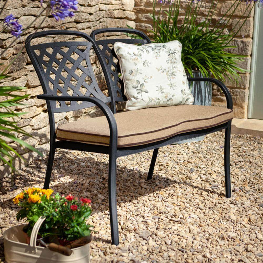 2019 Hartman Berkeley 2 Seater Garden Bench With Cushion in bronze/amber