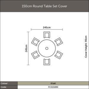 2019 Bramblecrest 150cm Round Table Set Outdoor Furniture Cover - Khaki