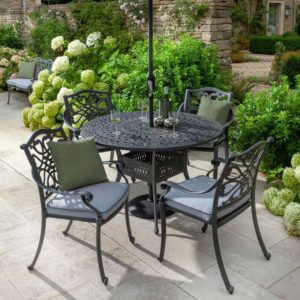2019 Hartman Capri 4 Seater Round Garden Dining Table Set - Antique Grey/Platinum