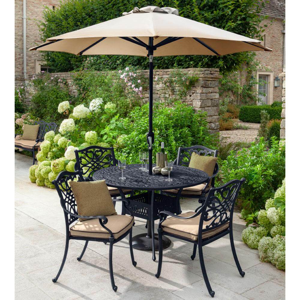 2021 Hartman Capri 4 Seater Round Garden Dining Table Set Bronze