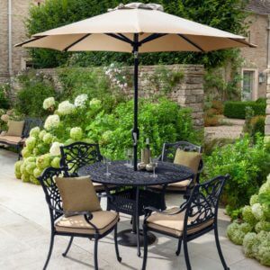 2019 Hartman Capri 4 Seater Round Garden Dining Table Set - Bronze/Amber