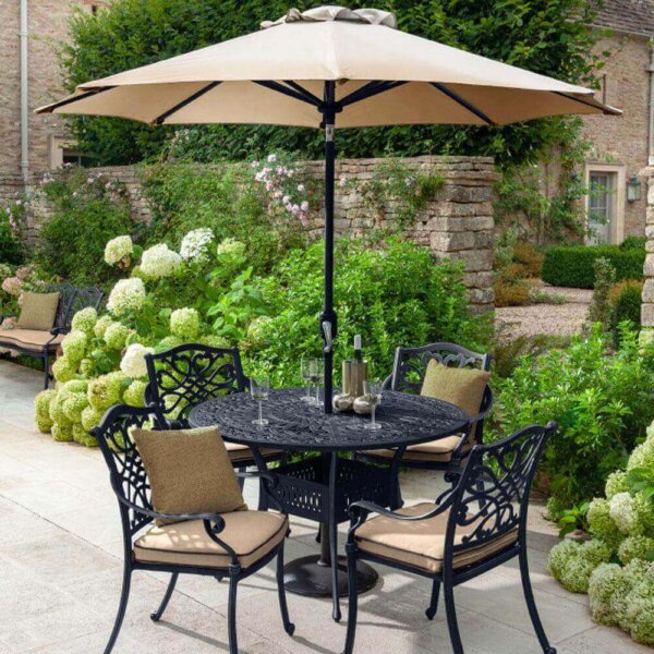 2019 Hartman Capri 4 Seater Round Garden Dining Table Set - Bronze/Amber