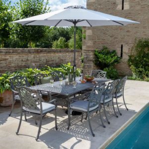 2019 Hartman Capri 8 Seat Rectangular Garden Dining Table Set - Antique Grey/Platinum