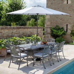 2019 Hartman Capri 8 Seat Rectangular Garden Dining Table Set - Antique Grey/Platinum