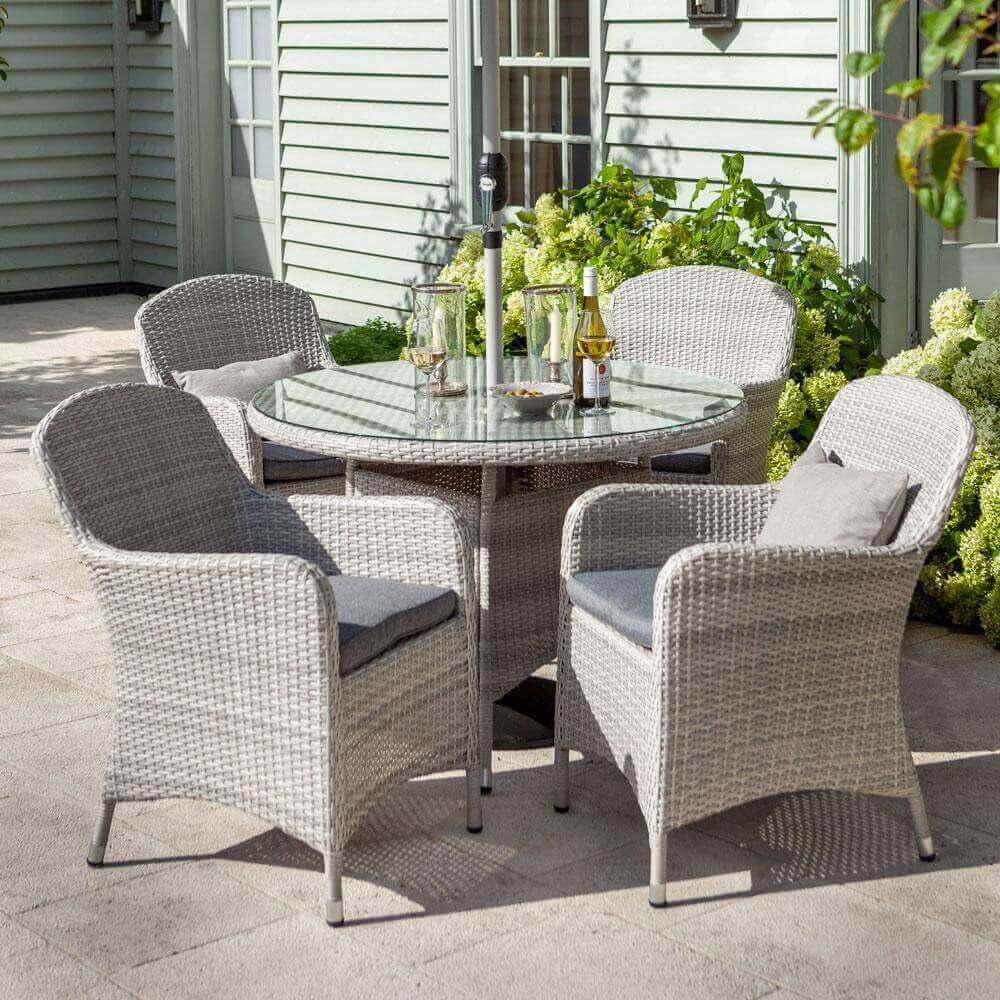 2019 Hartman Curve 4 Seat Round Garden Dining Table Set - Cool Grey