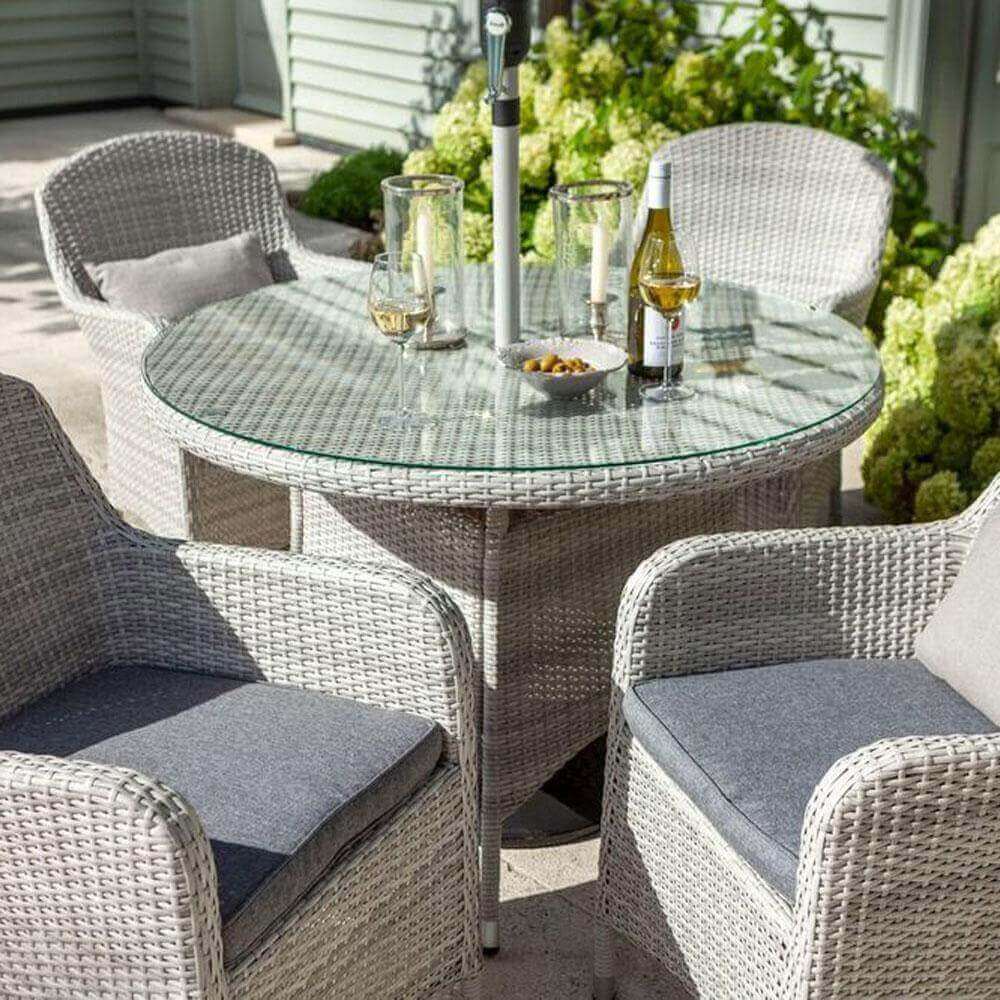 2019 Hartman Curve 4 Seat Round Garden Dining Table Set - Cool Grey