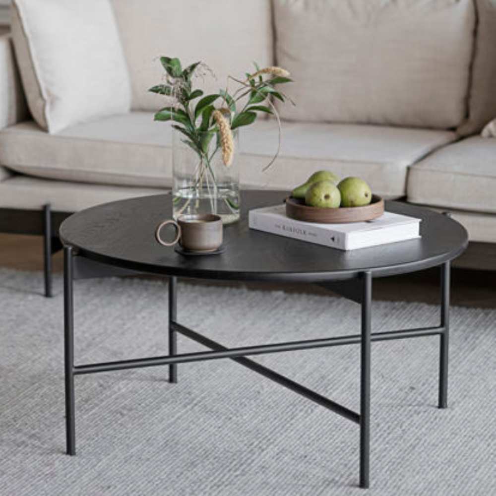 Circle black outlet coffee table