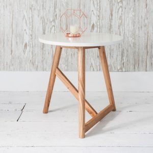 Mindy Ash Round Side Table in White