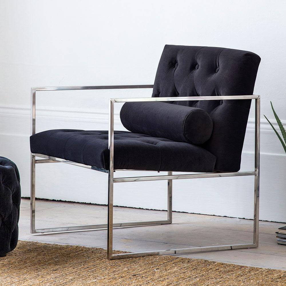 The Jet Velvet Armchair