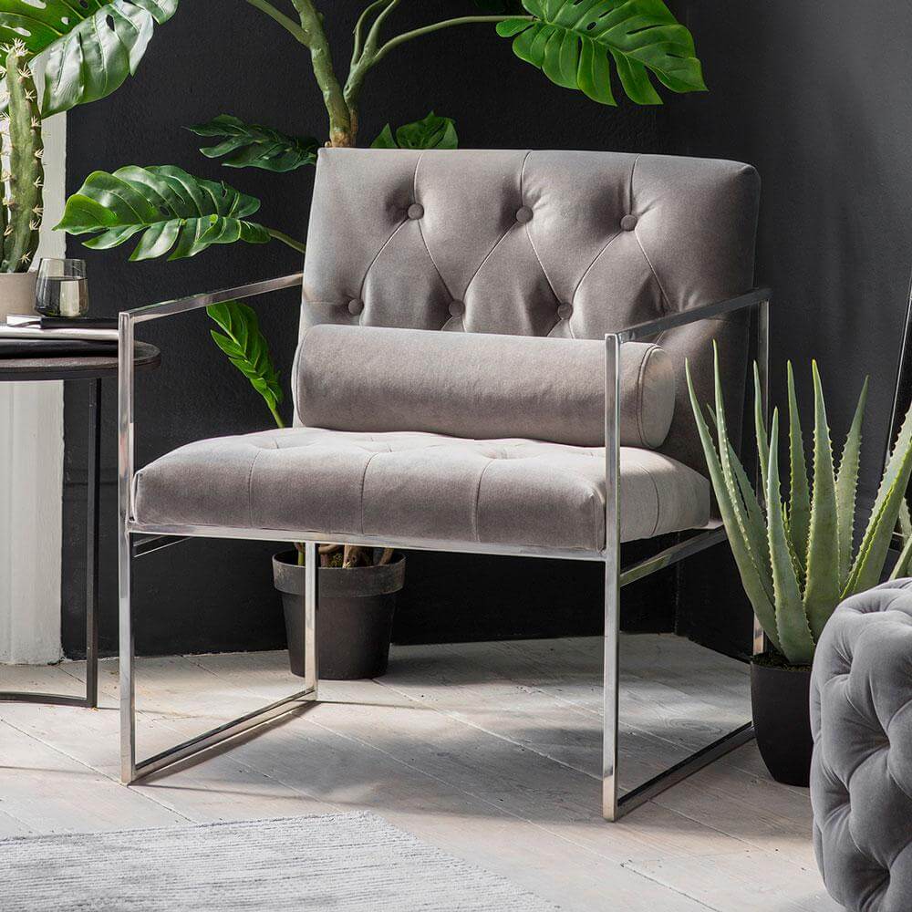 The Grey Velvet Armchair