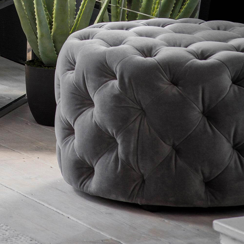 The Grey Velvet Footstool