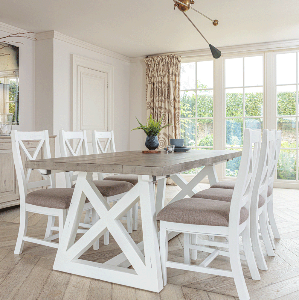 The White and Grey Extending Dining Table Set 2m | InsideOut Living