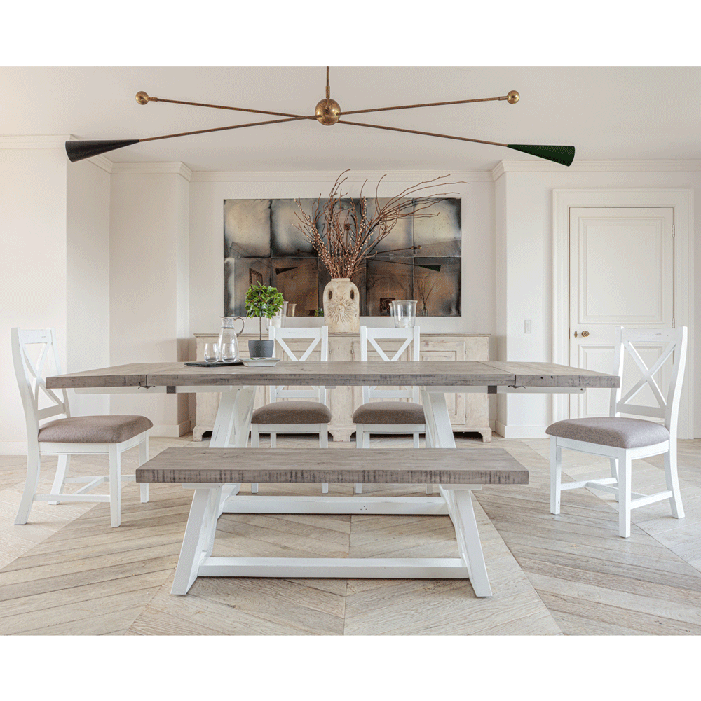 The White and Grey Extending Dining Table Set 1.6m | Inside Out Living