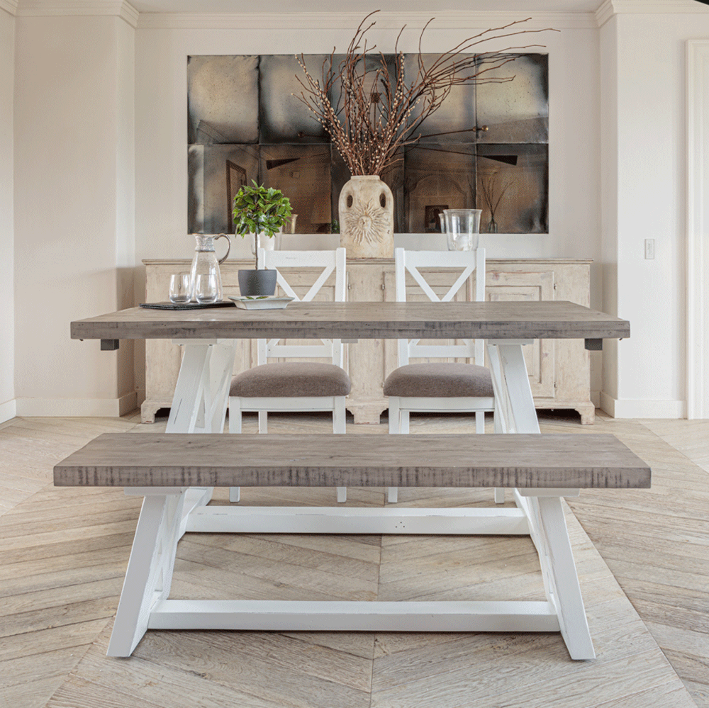 The White And Grey Dining Bench Small 1, Bench Chairs For Dining Tables