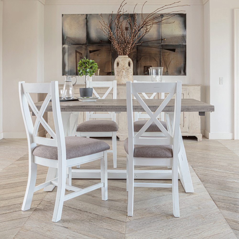 The White and Grey Extending Dining Table 1.6m InsideOut Living