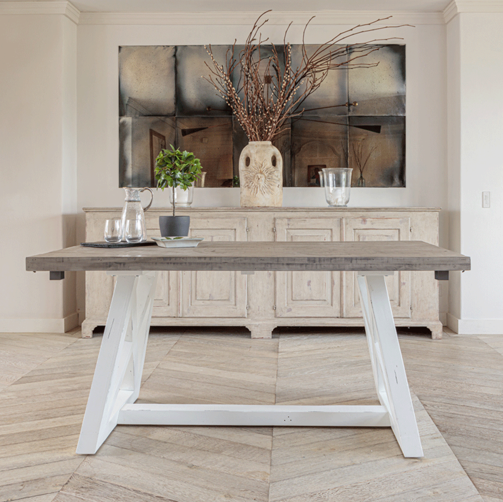 The White and Grey Extending Dining Table 1.6m