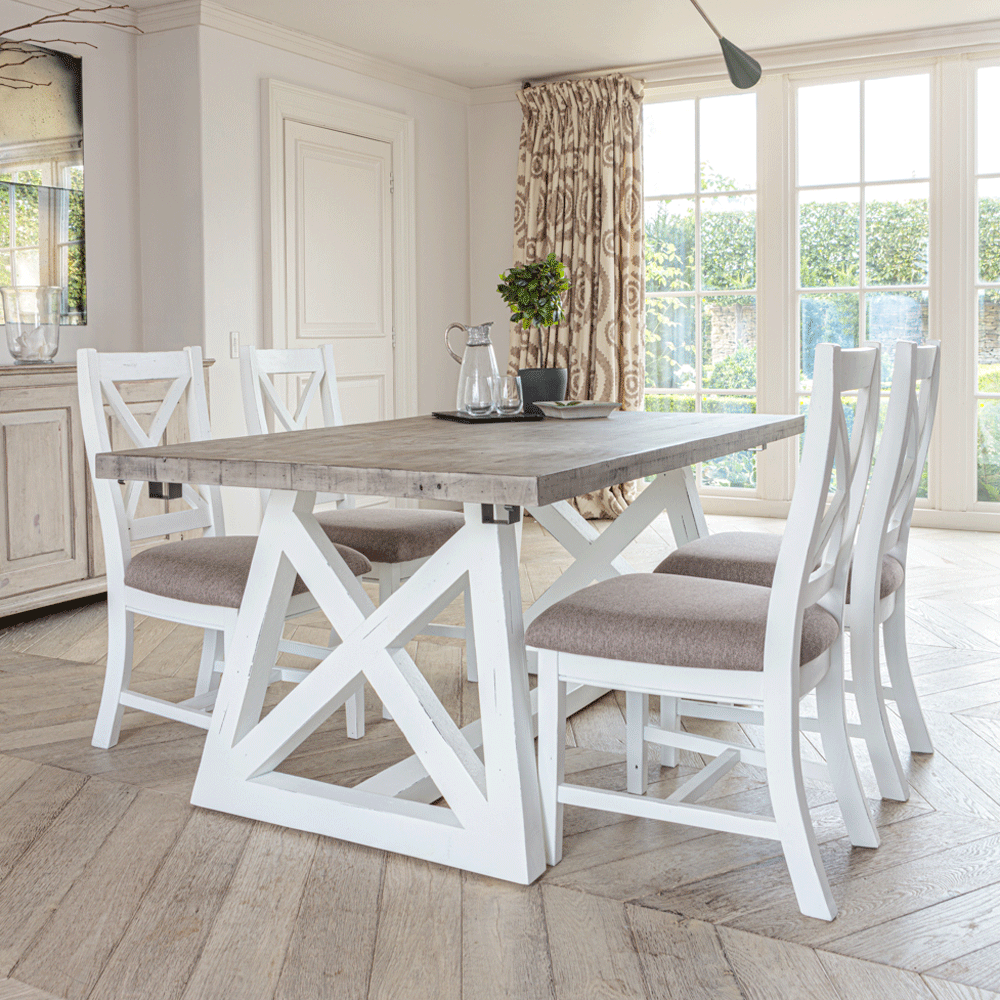 The White and Grey Extending Dining Table Set 1.6m | Inside Out Living