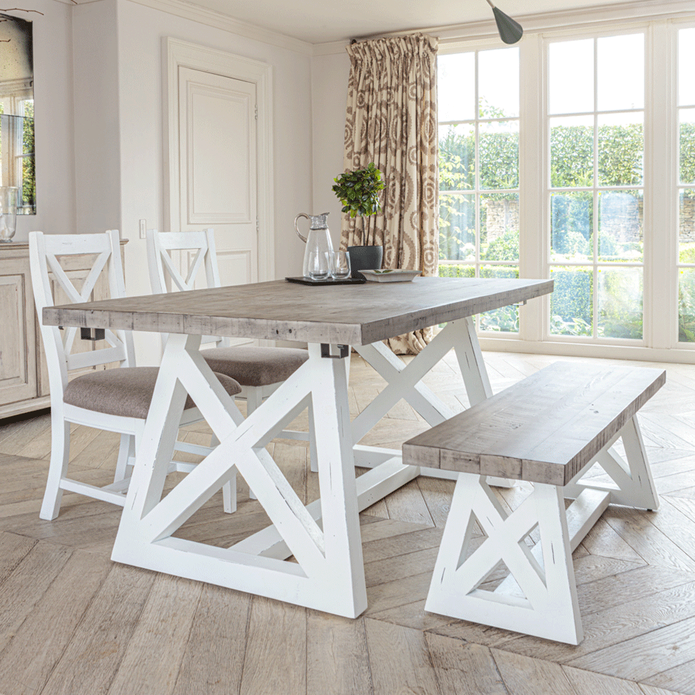 The White and Grey Extending Dining Table 1.6m | InsideOut Living