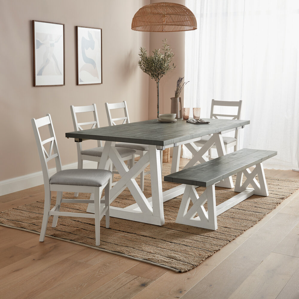 The White and Grey Extendable Dining Table Set 2m