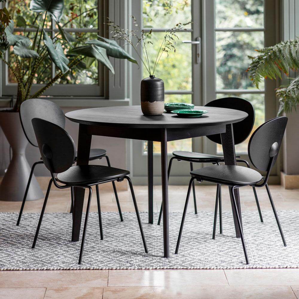 Matte Oak Round Dining Table Black (1.1m)