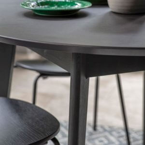 Matte Oak Round Dining Table Black (1.1m)